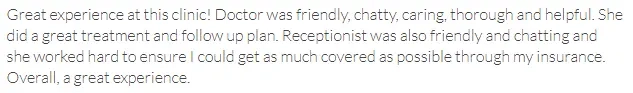 Chiropractic Toronto ON Testimonial 6 5-star review from patient praising Ritacco Chiropractic for their great experience.